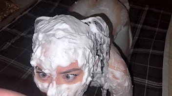 She's all foamy huge soapy ass gets a huge cock