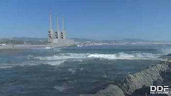 Stranded thankful & dark babe swallows big cock