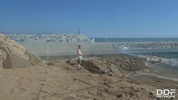 Stranded thankful & dark babe swallows big cock