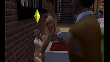 Sims blowjob in a club