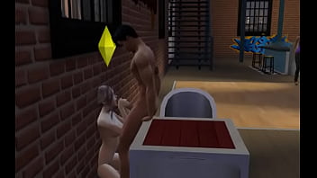 Sims blowjob in a club