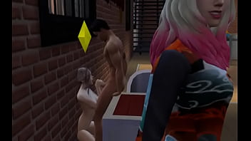 Sims blowjob in a club
