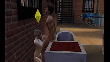 Sims blowjob in a club