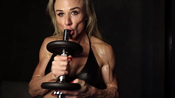 Oiled & dumbbell fucked hard