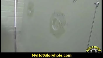 Horny lady enjoys gloryhole cocksucking interracial 19