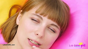 Radiant blonde beauty naked close up