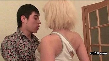 Skinny tight teen with big tits banged in her bathroom