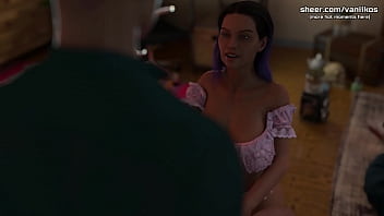 Busty lesbian teen with a big ass tries her first cock hot first blowjob and cum swallowing taboo university steam game 3d animated hentai game