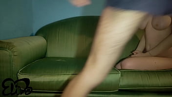 Lipstick green couch mouth full of cum