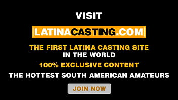 Curvy latina with perfect ass rides big white cock during fake audition