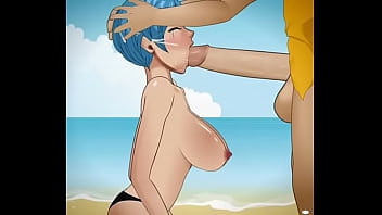 Dbs bulma takes throat smashing from lifeguard’s massive cock on the beach