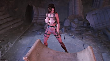 Mature busty lara croft dancing naked at exit of tomb after successful raid