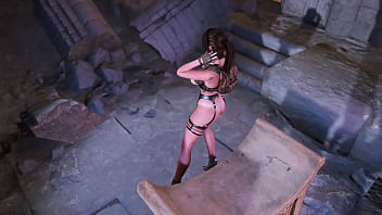 Mature busty lara croft dancing naked at exit of tomb after successful raid