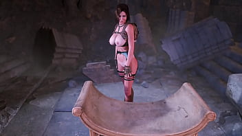 Mature busty lara croft dancing naked at exit of tomb after successful raid