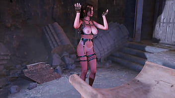 Mature busty lara croft dancing naked at exit of tomb after successful raid