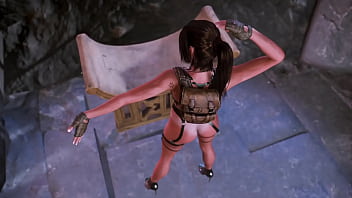 Mature busty lara croft dancing naked at exit of tomb after successful raid