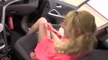 Sweet blonde fucked in car
