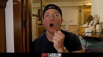 Hot brunette babe fucked by the delivery guy after got caught toying her pussy