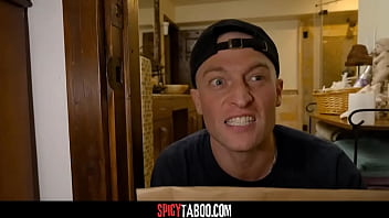 Hot brunette babe fucked by the delivery guy after got caught toying her pussy