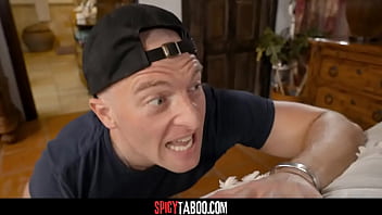 Hot brunette babe fucked by the delivery guy after got caught toying her pussy