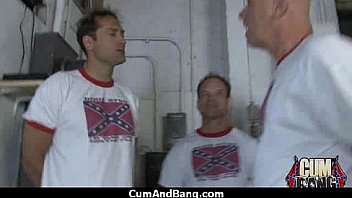 Cum and bang group facial jizz 6