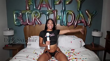 I'm celebrating my special day by giving myself the ultimate pleasure watch me slide this dildo deep inside me feel