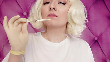 Latex medical gloves and eating ice cream food fetish with braces arya grander