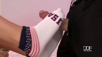 Sweetie teases with ankle socks