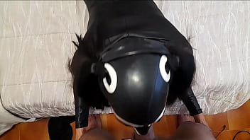 Laura on heels sexy milf 2023 blowjob and deepthroat fishnet pantyhose high heels and pigtails