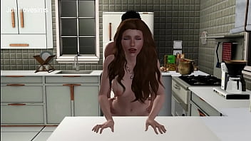 Chico se folla a su mujer milf en la cocina a media noche sims 3
