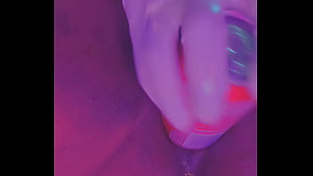 Fat ebony pussy filled with soda can