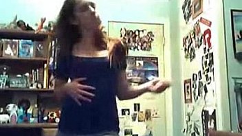 Cute hot teen strips then fingers her pussy