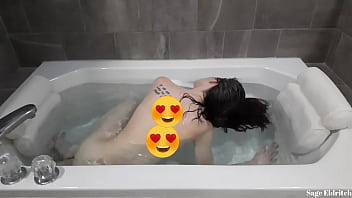 Sage eldritch wetting her curly hair #2