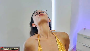 Gold micro bikini ice cube surfing on my body posing for you