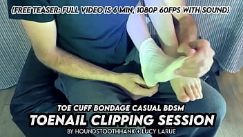 Toe cuff bondage casual bdsm toenail clipping session
