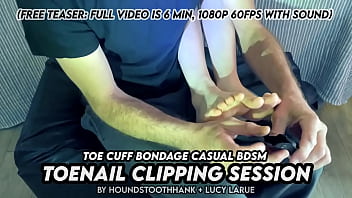 Toe cuff bondage casual bdsm toenail clipping session