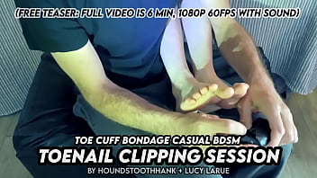 Toe cuff bondage casual bdsm toenail clipping session