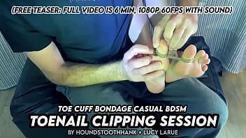 Toe cuff bondage casual bdsm toenail clipping session