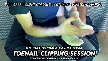 Toe cuff bondage casual bdsm toenail clipping session