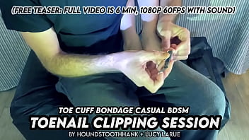 Toe cuff bondage casual bdsm toenail clipping session