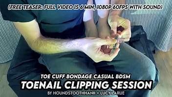 Toe cuff bondage casual bdsm toenail clipping session