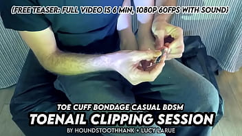 Toe cuff bondage casual bdsm toenail clipping session