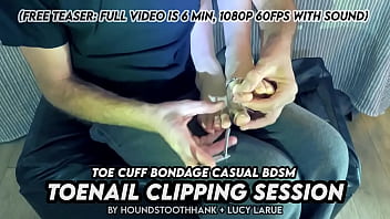 Toe cuff bondage casual bdsm toenail clipping session