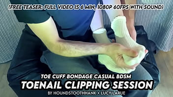 Toe cuff bondage casual bdsm toenail clipping session