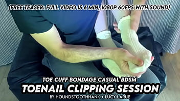 Toe cuff bondage casual bdsm toenail clipping session