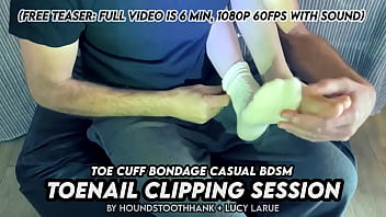Toe cuff bondage casual bdsm toenail clipping session