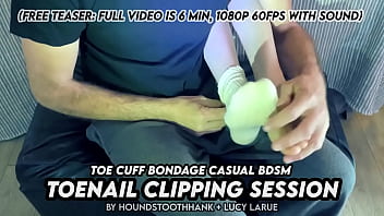 Toe cuff bondage casual bdsm toenail clipping session