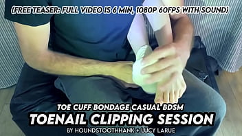 Toe cuff bondage casual bdsm toenail clipping session