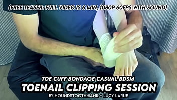 Toe cuff bondage casual bdsm toenail clipping session