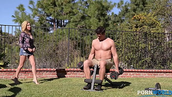 Tone that muscle busty blonde stuffed by strong stud